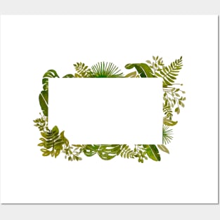 watercolor foliage frame Posters and Art